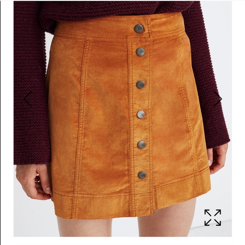 Madewell Velveteen A-Line Skirt: Button Front 2